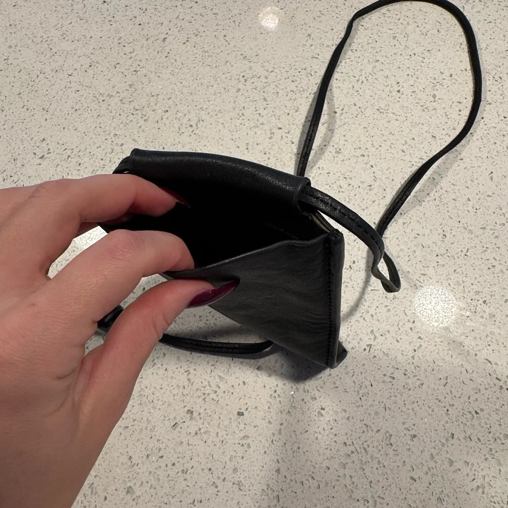 Free people Black Leather Crossbody Pouch - phone bag - Picture 2 of 4